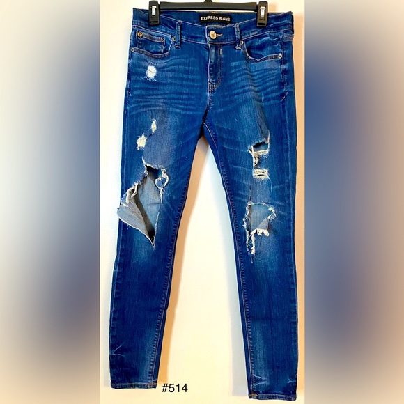 Express Denim - Express Legging Mid Rise Distressed Jeans (size 8)